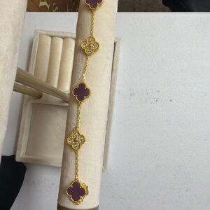 Solid Sterling, silver clover bracelet